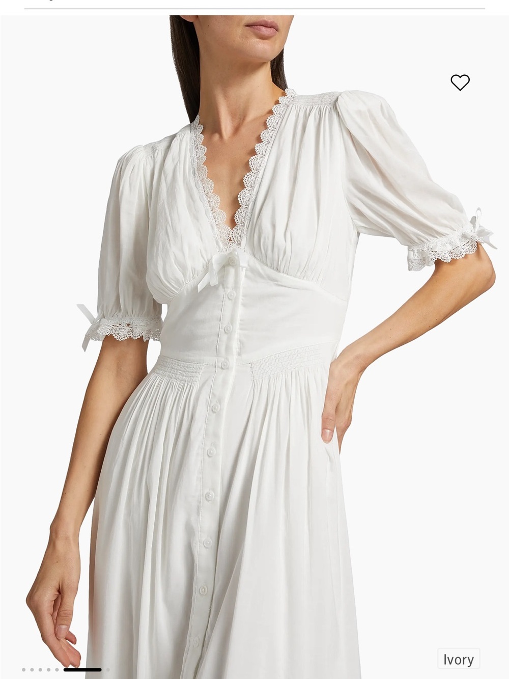 Reformation Ketra White Lace-Trim Button-Front dress - size 12